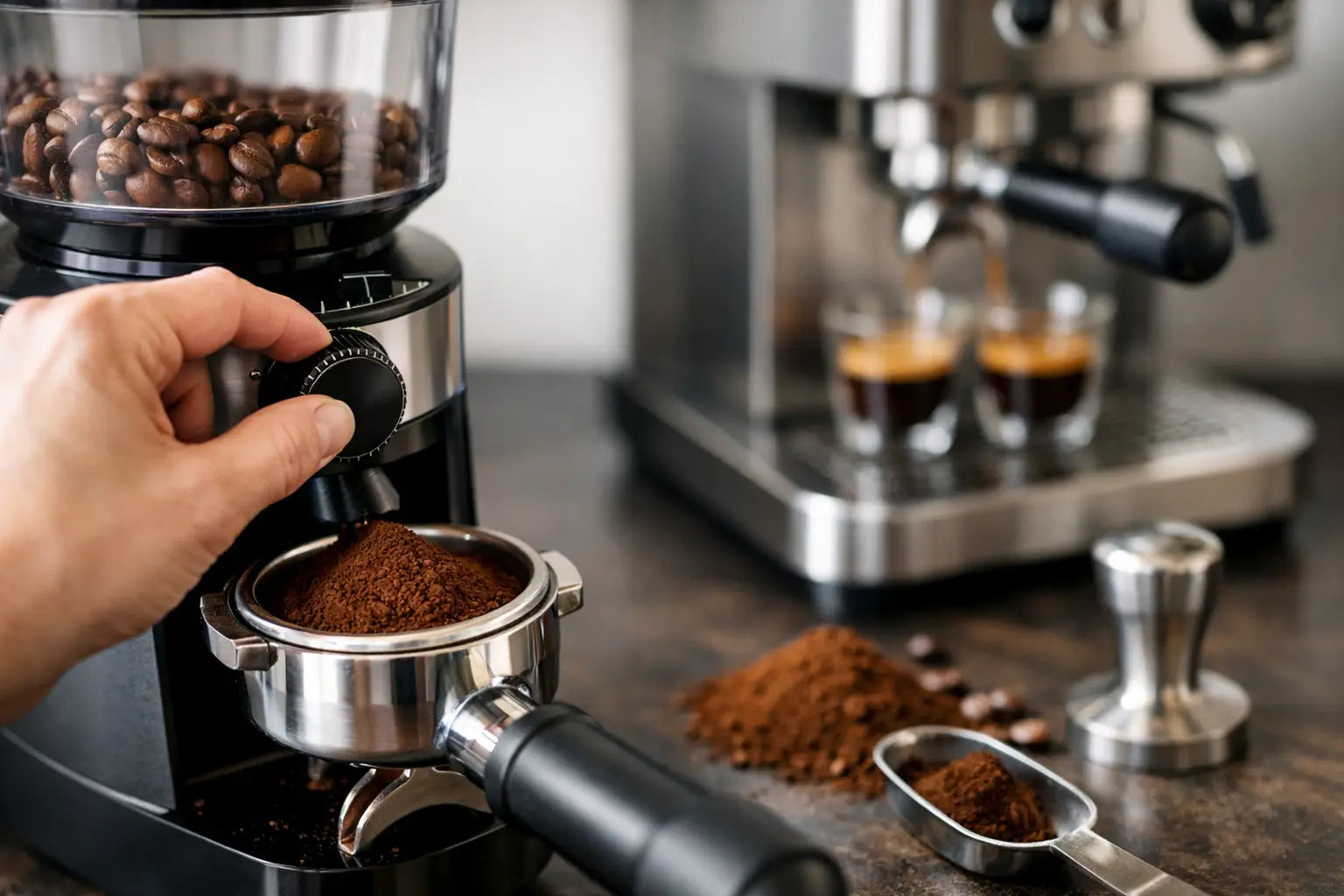 Kaffeemühle fein einstellen für Espresso